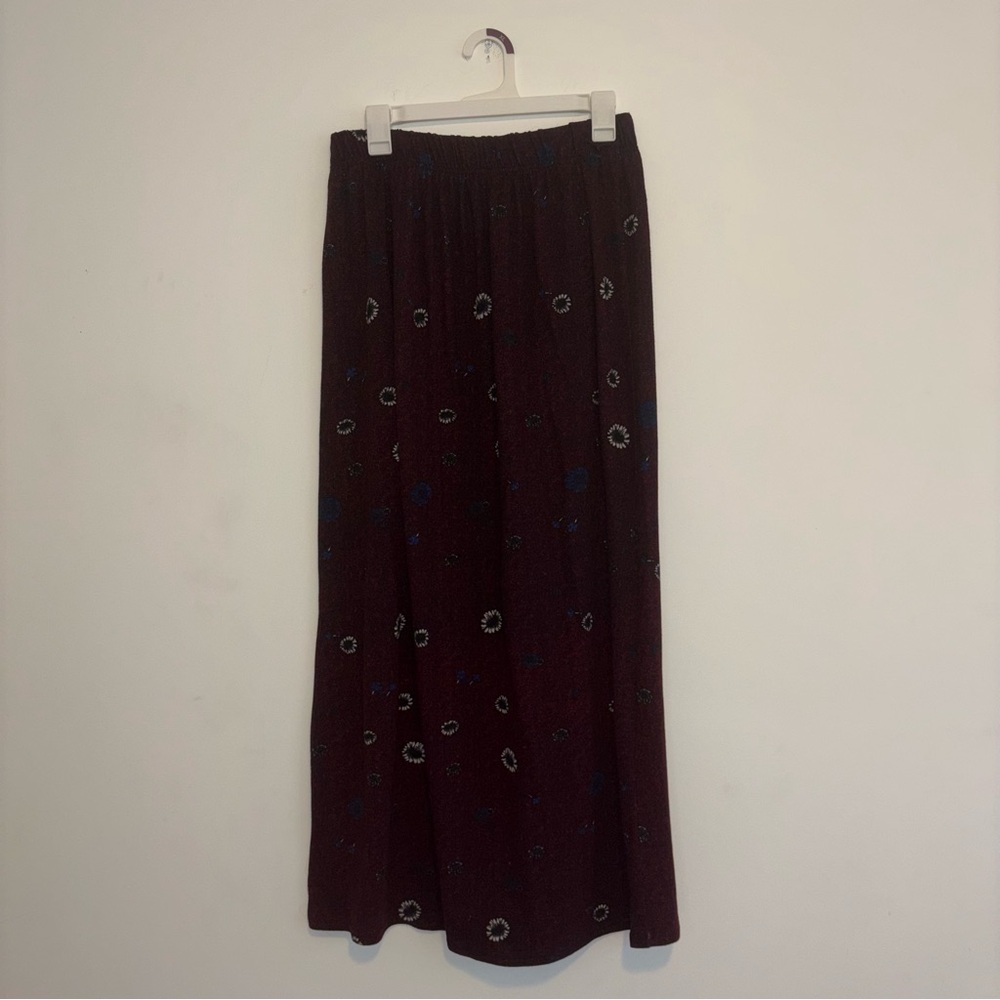 Purple Blue & White Soft & Stretchy Floral Maxi Skirt